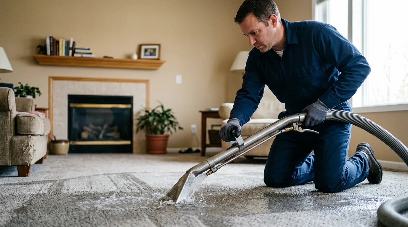 Water damage restoration technician working near Crescent, PA